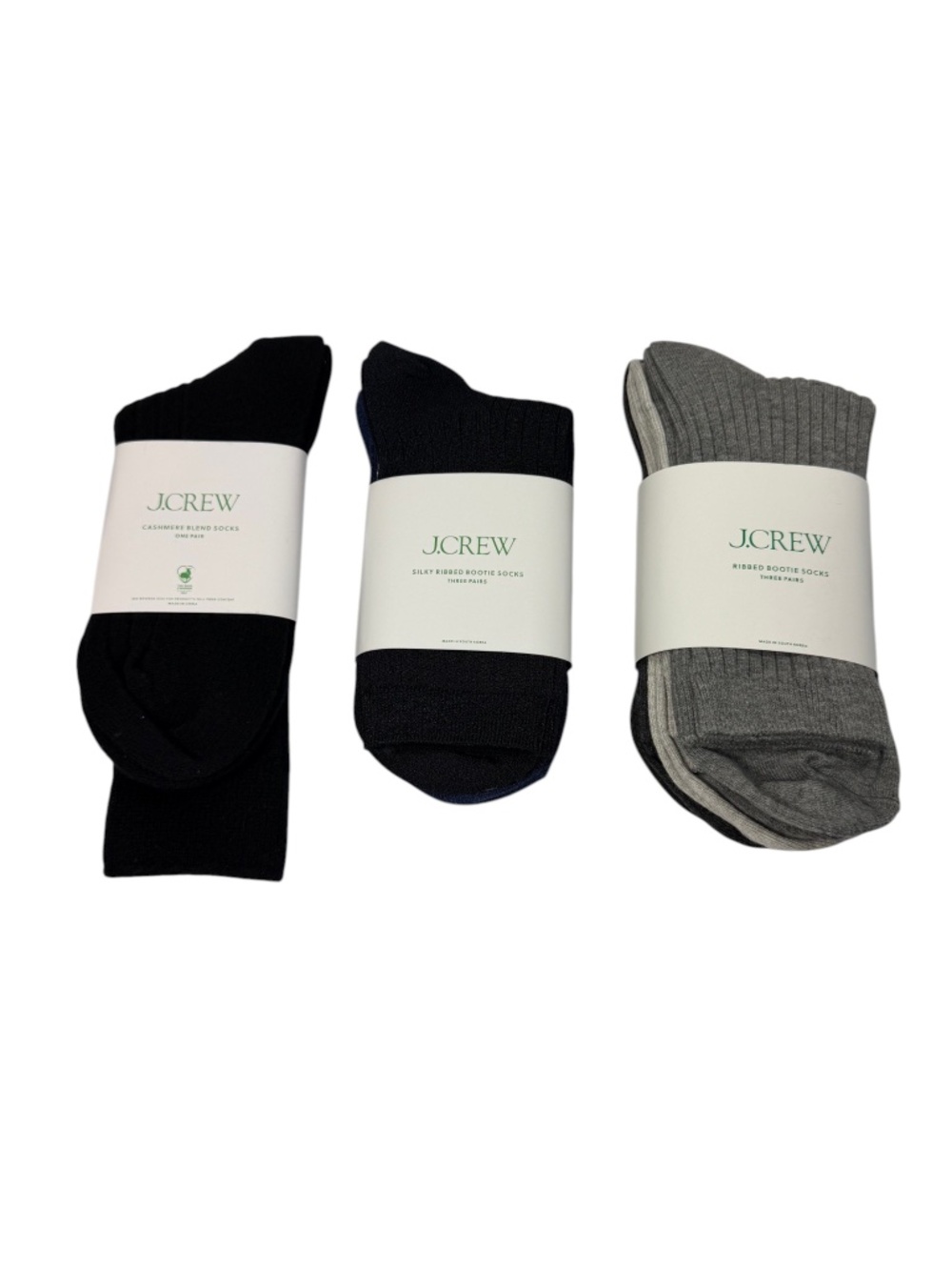NWT Lot of 3 J.CREW Womens Socks Cashmere Blend & Ribbed Bootie Socks Set 7 Pair